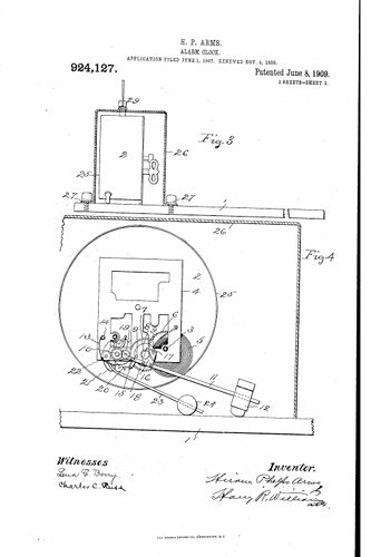 1894 patent drawing for a coin operated fortune telling machine